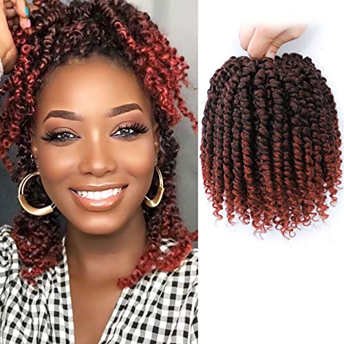 Fulcrum Passion Twist Hair 6 Inch, 8 Packs Pre-Twisted Passion Twist Crochet Hair for Black Women, Soft Pre-Looped Passion Twist Curly Hair, Passion Twist Synthetic Crochet Hair Extensions (6 Inch (Pack of 8 ), T350#)