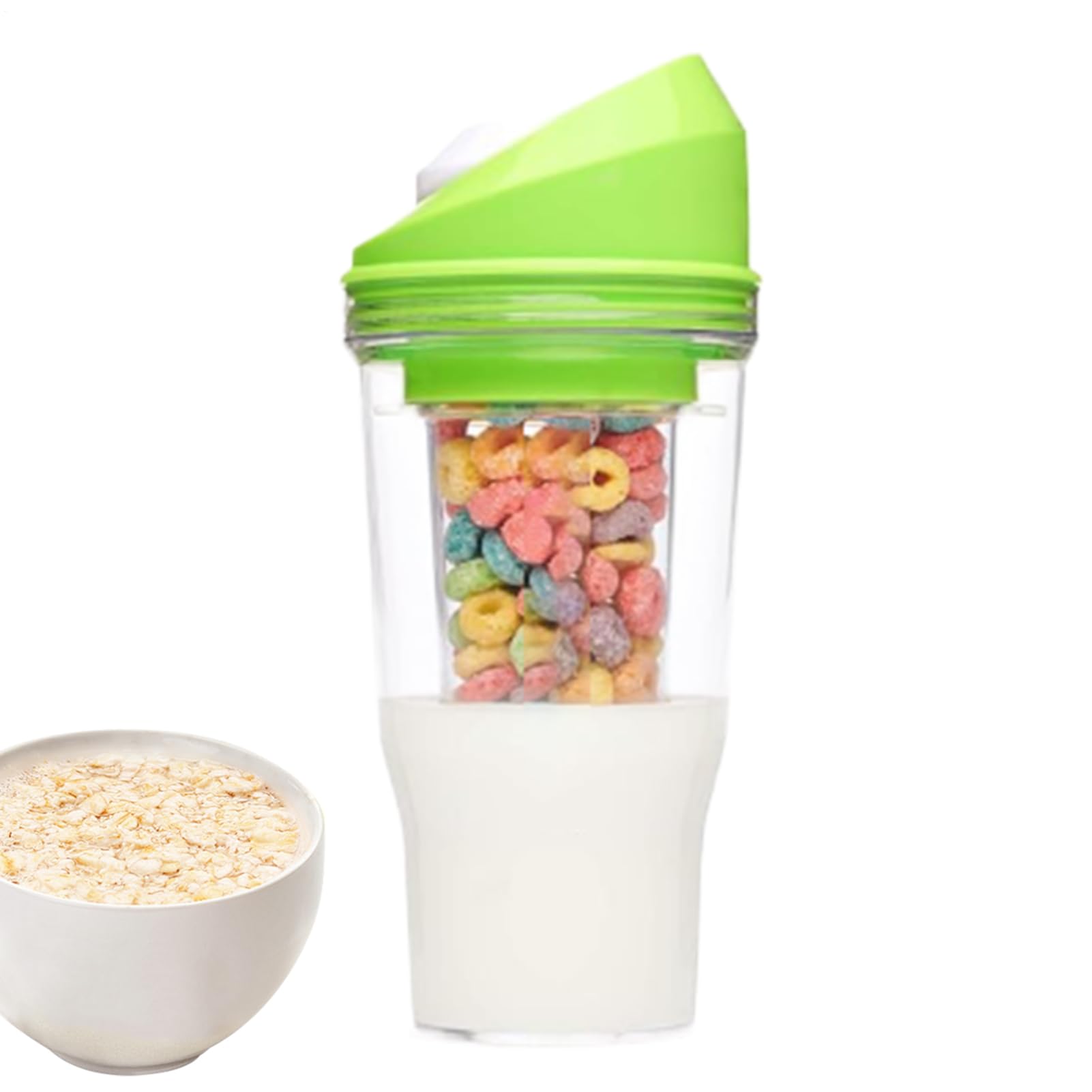 Cereal Portable Container, Yogurt and Cereal Cups, Breakfast Portable Cereal, Leo Cup, Leak Proof 2-in-1 Cereal, Milk Container, Reusable Leakproof Tumbler for Meal Prep, Lunch, Work, Travel, Daily