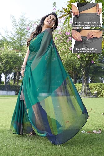 Image of MIRCHI FASHION Women's Ready to Wear 1 Minute Drape Chiffon Printed Saree with Blouse Piece