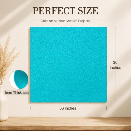 Image of Teal Blue Large Felt Fabric 36 inch x 36 inch (1 Square Yard), 1mm Stiff Felt Sheet, Nonwoven Fabric for Crafts, DIY Projects, Art, Sewing, Lining & Decorations