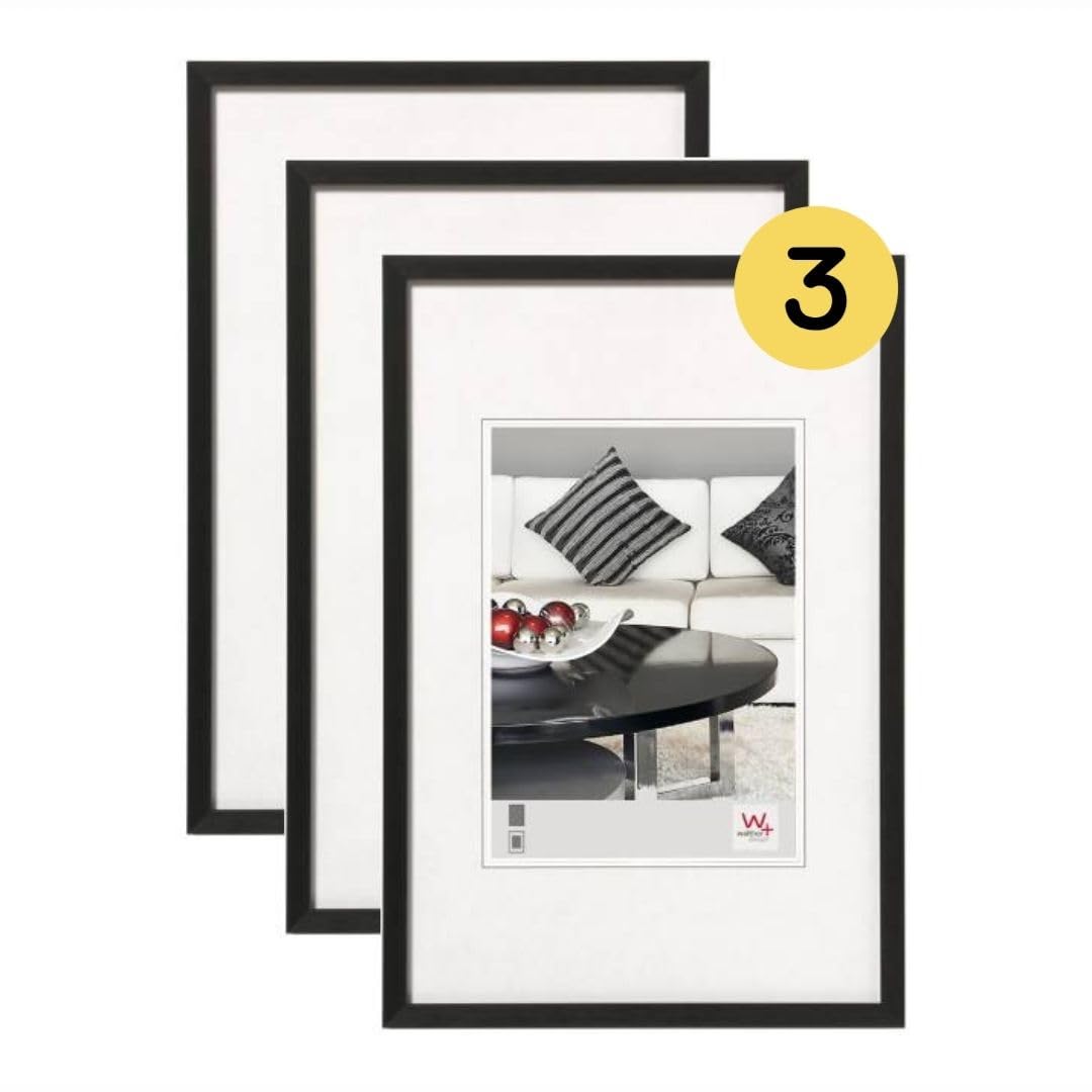 walther design Bilderrahmen schwarz 15 x 20 cm Aluminium 3er Pack, Chair Alurahmen AJ520B3