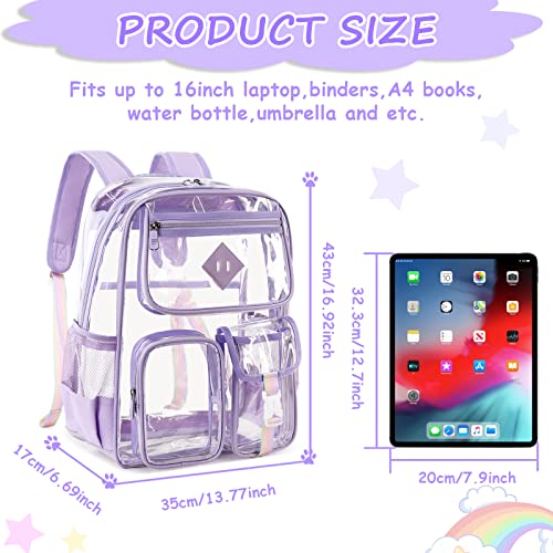 Clear Backpack for School,Heavy Duty PVC Transparent Bookbag for Girls Stadium Approved See Through Backpack2