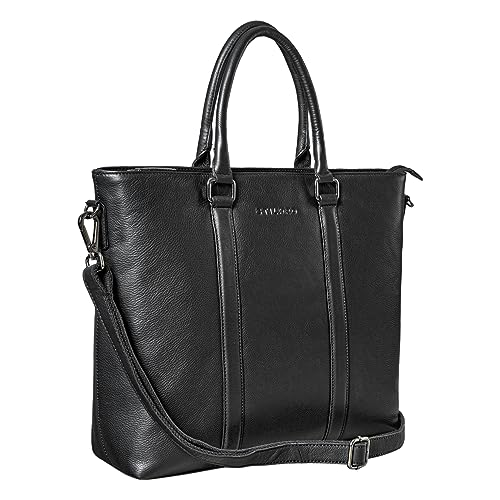 Sac ordinateur portable cuir femme noir qui organise vos dossiers et PC avec style