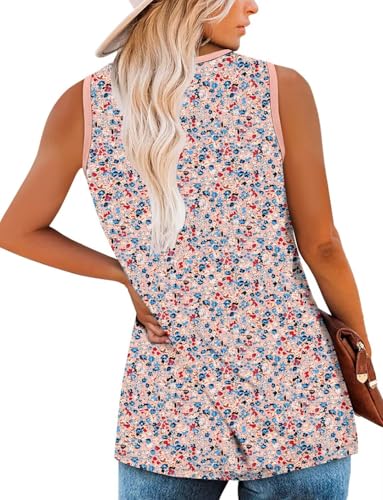 KISSMODA Womens Flora Print Tank Tops Ribbed Summer Shirt Sleeveless Summer Casual Women Blouses(S-3XL)