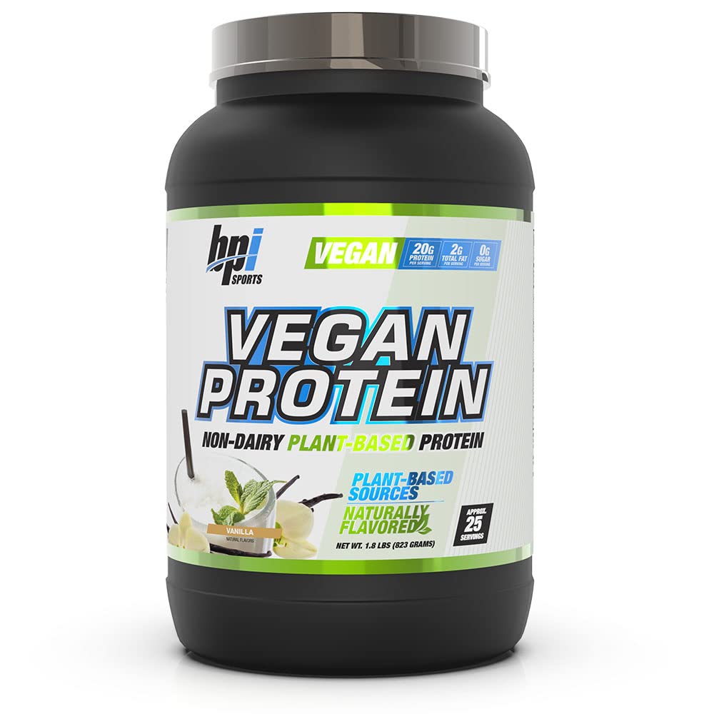 BPI SportsVeggie Protein - Non-Dairy Plant-Based Vegan Friendly Zero Sugar Vanilla