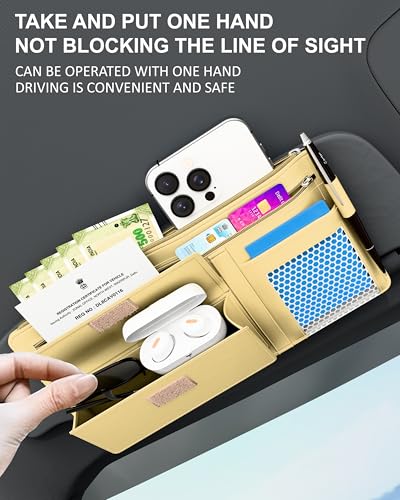 Image of FEDUS Pack of 2 Premium Car Sun Visor Organizer and Storage Car Document Holder, Sunglasses Holder for Car, Car All New Accessories Multipocket Pouch Auto Interior Accessories for Truck, SUV, Van