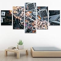 SIGNWIN 5 Panel Canvas Wall Art Modern Art Aerial Expressive Global Landscape Mountain Multicolor Photography for Home Decorations Ready to Hang - 60