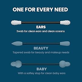 LastSwab Reusable Cotton Swabs for Ear Cleaning - The Sustainable and Sanitary Alternative to Single-Use Q Tips - Zero Waste and Easy to Clean - Comes with a Convenient Travel Case Holder - Black