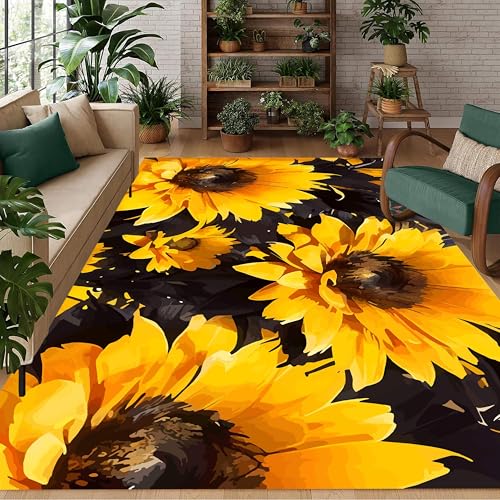 Tapete decorativo MUOUCTE 5x8ft con diseño de girasol miniatura 3