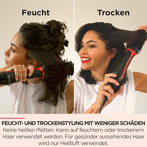 REVLON PROFESSIONAL One-Step Volumiser Plus (Abnehmbarer Kopf, Keramik-Titan-Platte, Gemischte Styling-Borsten mit Aktivkohle-Pins, Turmalin Ionic Technology), RVDR5298E
