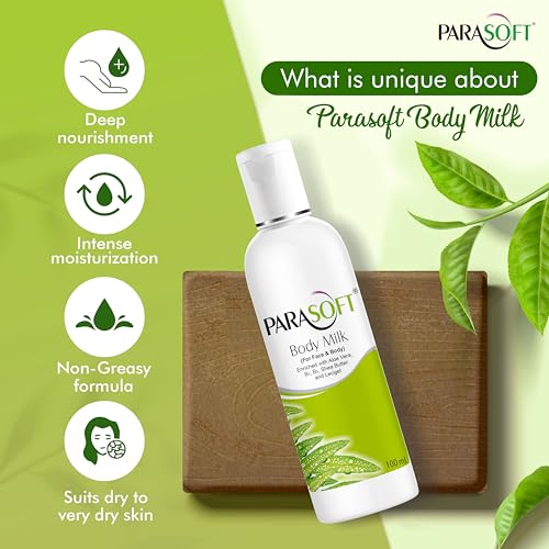 Image of Parasoft Body & Face Milk Lotion for Very Dry Skin, Non-Sticky Hydrating Moisturizing Lotion With Aloe Vera, Shea Butter, Vit. B3 & B6, For Men & Women-100ml(Pack of 2)