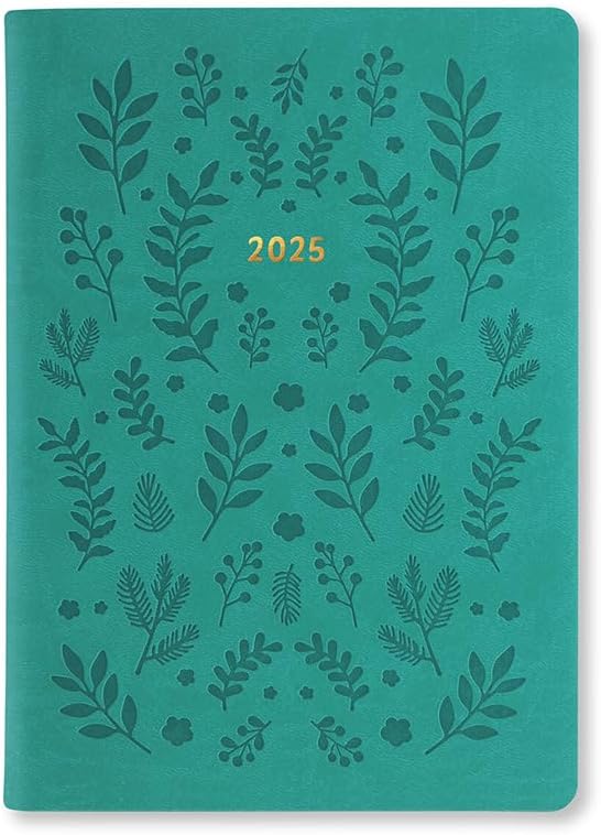 Letts of London Woodland A6 week to view 2025 diary - green