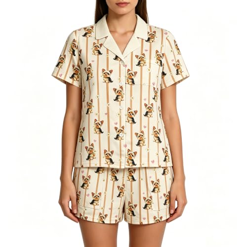 Image of Women's Button Down Pajama Set with Pockets Soft Loungewear S-2XL