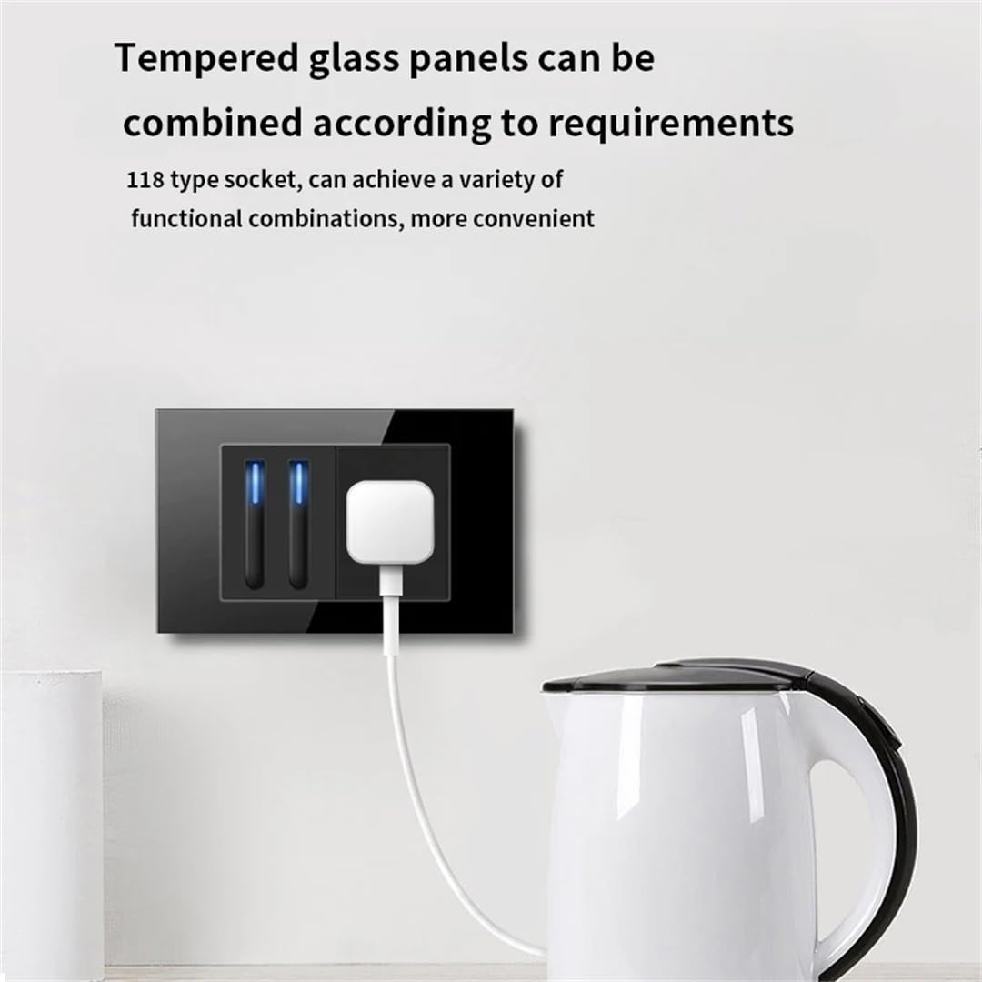 Modello 118 Reset Presa Elettrica Da Parete In Vetro Nero USA Con Interruttore A LED, Indicatore Di Ricarica USB 15A 220V 118X74mm