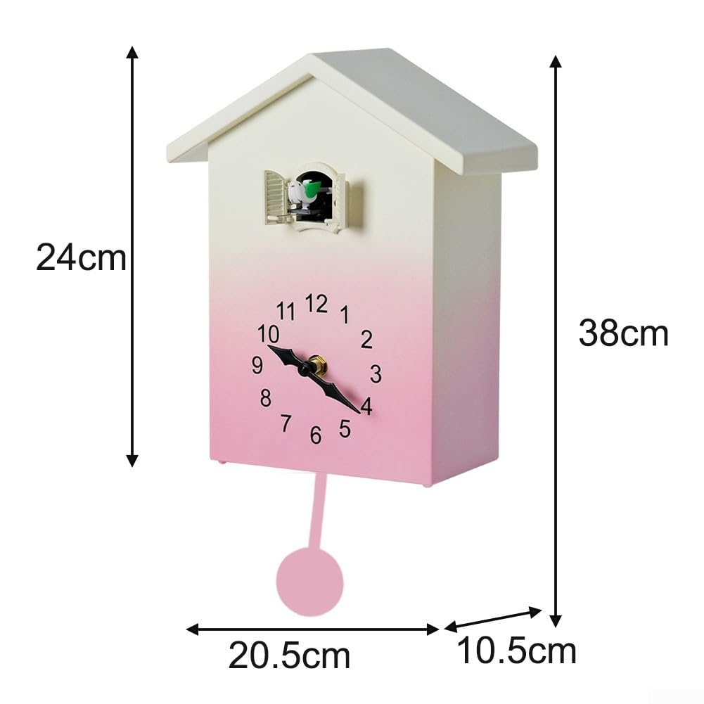 Moderno orologio a cucù da parete con controllo del volume (rosa)