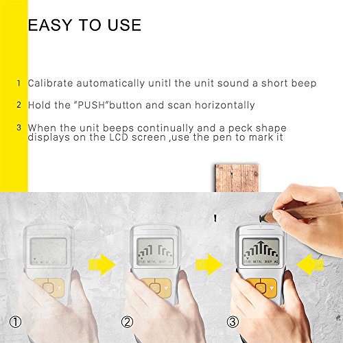 AOM Stud Finder Wall Scanner 4 in 1 Stud Detector Center Edge Finding Stud Locking With Stud Sensor Wood Metal Live AC Wire for Hang TV Mounts