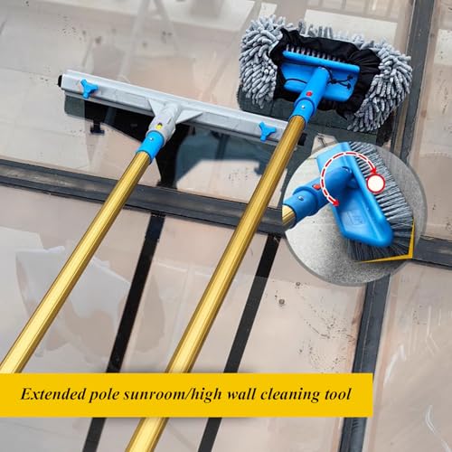 Perche télescopique extensible pour lavage de vitres extérieures et vérandas - 7