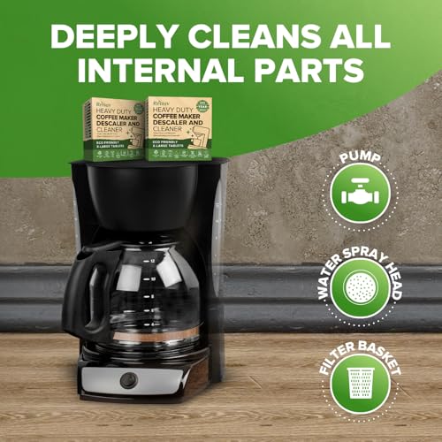 Renuv Coffee Maker Cleaner & Descaler Tablets, 12 Uses for Keurig, Ninja, Breville, Delonghi, Nespresso, Miele, Jura, Mr Coffee, Cuisinart Descaling Solution for Coffee Pot Maker & Espresso Machines