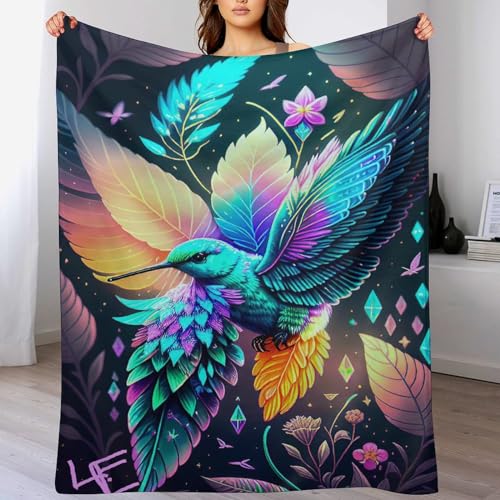 Couvre-lit colibri en flannel douce pour canapé et lit de 140×180cm
