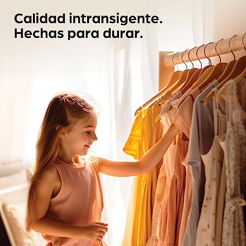 Miniatura 6 de Praknu Perchas Infantiles De Madera - Juego De 10 Perchas - Resistente Madera De Haya Natural - Organización Ideal Para La Ropa De Niños