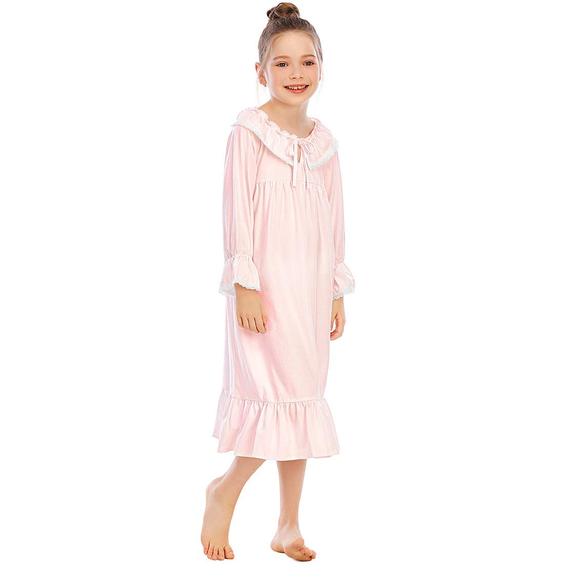 Verve Jelly Filles coton à manches longues nuisettes dentelle princesse chemise de nuit blanche chemise de nuit vêtements de nuit vêtements de nuit