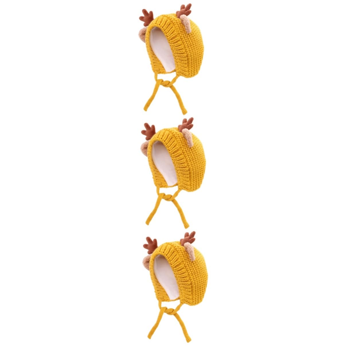 SHERCHPRY Gorro Navideño De Asta Sombrero De Venado De Navidad Gorro De Bebe Gorra con Forro Polar para Bebé Gorro De Reno Gorro De Punto con Forro Polar para Bebé Yellow