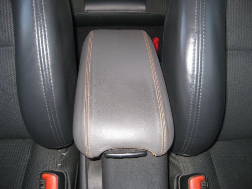RedlineGoods armrest Cover Compatible with Dodge Neon 2000-05. Tailor Made - not Universal. Genuine top-Grade Italian Black Suede (Alcantara) with Silver Thread