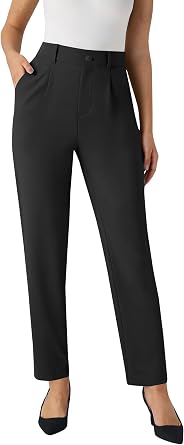 JEKAOYI Womens High Waisted Stretchy Dress Work Pants Straight Leg Pull On Business Casual Office Slacks with Pockets
