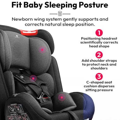 Image of StarAndDaisy Baby Car Seat 0 to 12 Years /Convertible Car Seat for Baby with 5 Points Safety Belt & 3 Lavel Adjustable Reclining /Baby Car seat with Forward & Rearward Facing Mode - Black