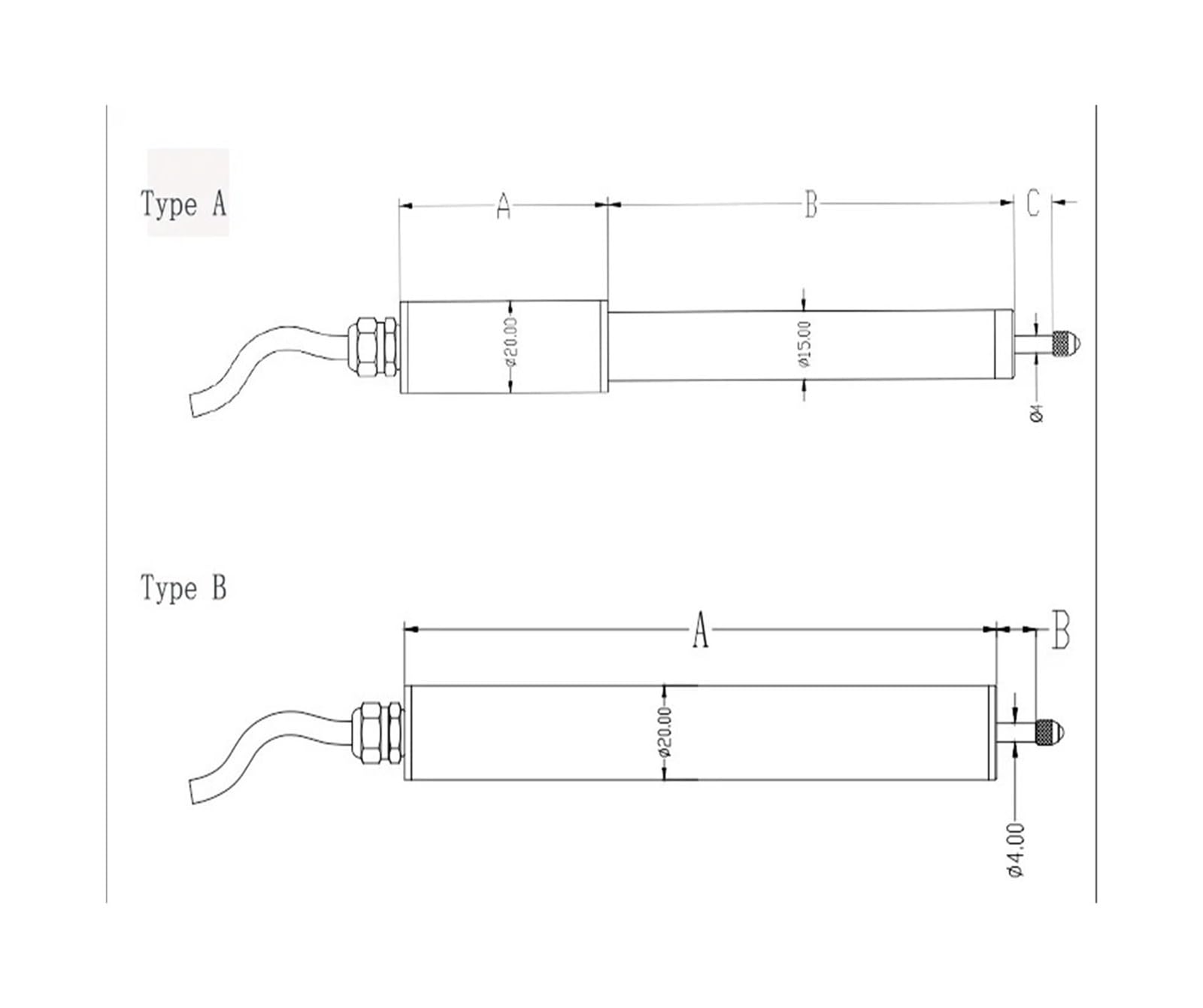 Capteur de Position linéaire 5mm-100mm, Type à Retour Automatique, transducteur de déplacement à Petite Plage de Mesure(100mm 4-20mA)