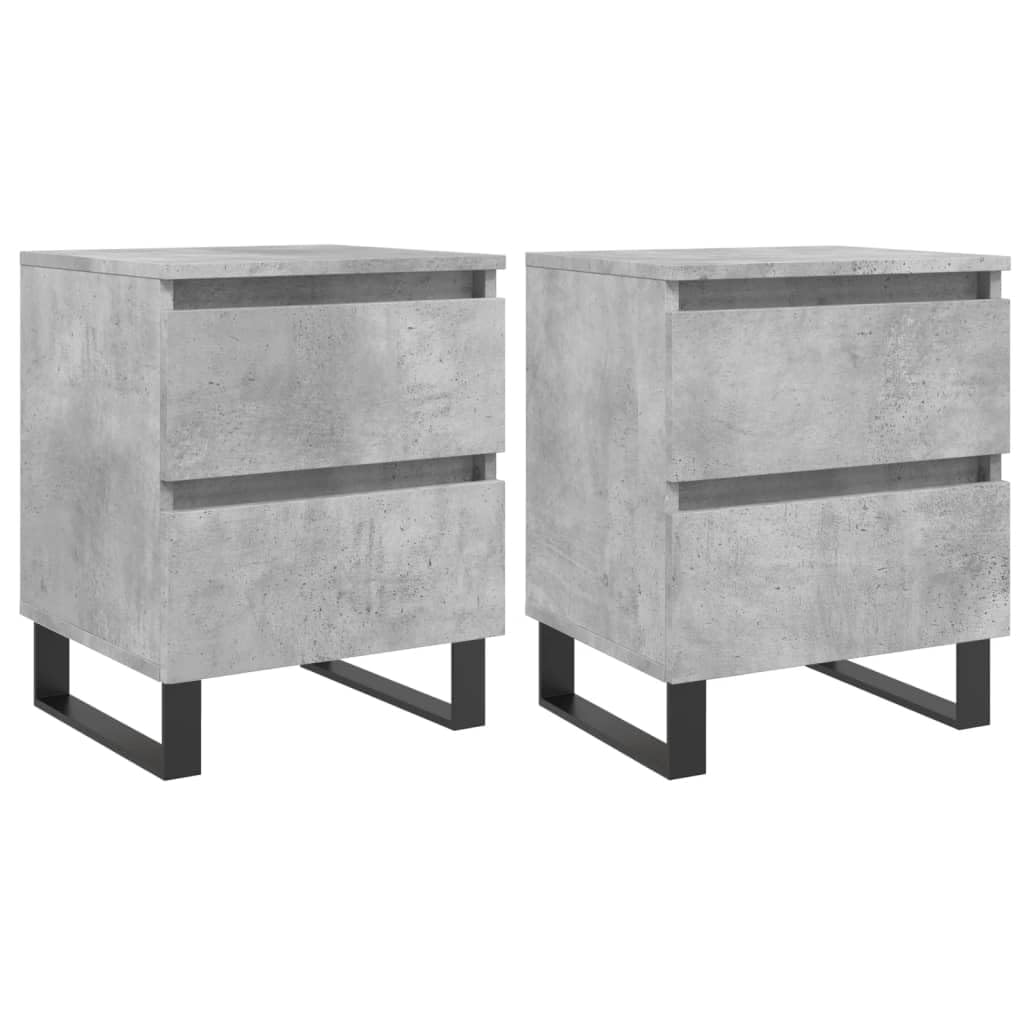 Table de chevet gris béton avec 2 tiroirs de rangement meuble de nuit stable lot de 2