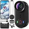 4K Mini Body Action Cameras POV Body Cam, 64GB Sports Camera with Audio Video Recording, Portable WiFi Magnetic Wearable Waterproof Thumb Camera for Motorcycle Vlogging Skiing Cycling Hiking-Black