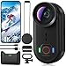 4K Mini Body Action Cameras POV Body Cam, 64GB Sports Camera with Audio Video Recording, Portable WiFi Magnetic Wearable Waterproof Thumb Camera for Motorcycle Vlogging Skiing Cycling Hiking-Black