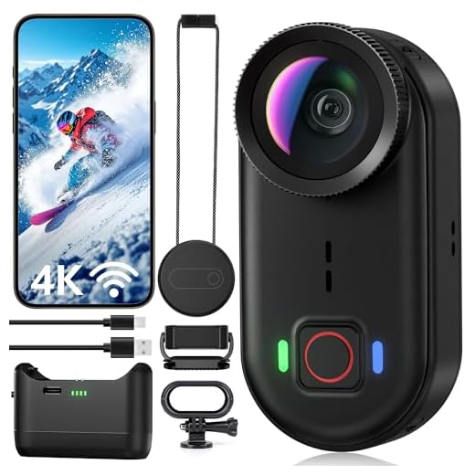 4K Mini Body Action Cameras POV Body Cam, 64GB Sports Camera with Audio Video Recording, Portable WiFi Magnetic Wearable Waterproof Thumb Camera for Motorcycle Vlogging Skiing Cycling Hiking-Black