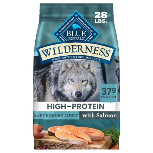 Blue Buffalo Wilderness Salmon Large Breed Adult Dry Dog Food with Wholesome Grains + Antioxidant-Rich Fruits & Veggies, 37g Protein, Supports Joint Health & Mobility, Natural Ingredients, 28 lbs.