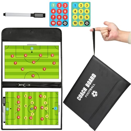 Hinourisha Football Tactics Board Magnetic Football Coaching Equipment Soccer Training Pro Soccer Manager Competition Teaching Command Winning Strategy Board with Magnets Marker