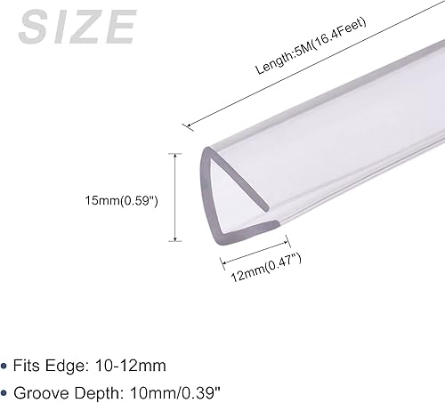 Miniatura 2 de Bordes de borde (16.4 pies), 1 unidad, sello en U de PVC para tira de sellado de borde de 0.394-0.472 in, para sellos de ventana de puerta del