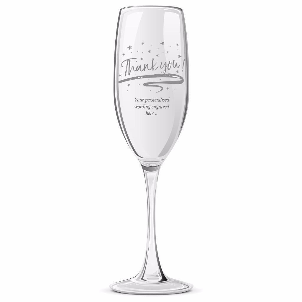 Ukgiftstoreonline Thank You Sentiment Personalised Engraved Champagne Glass