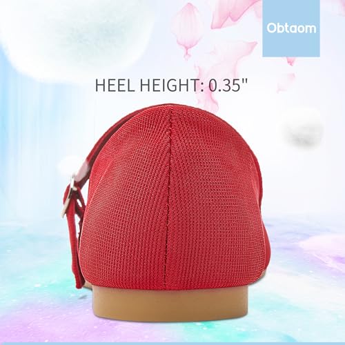 Image of Obtaom Mary Jane Flat Shoes Round Toe Ballet Flats for Women Dressy Fabric Business Flats Comfortable Classic Strap Flats for Office