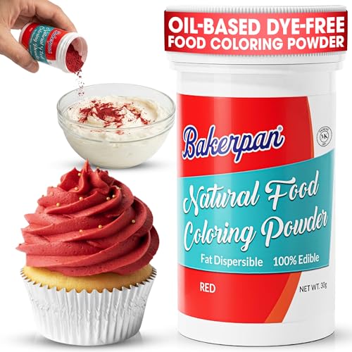 Image of Bakerpan Red Food Coloring Powder for Baking - 30g Oil Based, Artificial Dye-Free, Plant-Based, Kosher, Gluten-Free - For Buttercream, Chocolate, Candy & Cakes