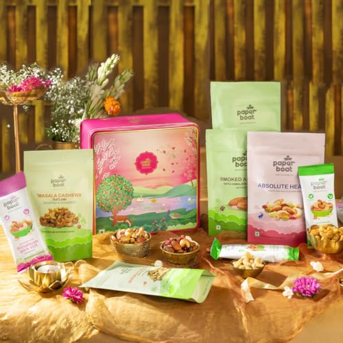 Image of Paper Boat Diwali Dry Fruits Gift Box, 860g - Diwali Gift Hamper | Festive Dry Fruit Gift | Assorted Mixed Nuts, Dry Fruits & Trail Mix | Cashew, Almonds, Berries and Mixed Nuts