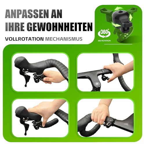 RBRL Mini Fahrradklingel für Rennrad & Gravel Bike – 100 dB Laut Klingel Fahrrad, 360° Drehbar, Links/Rechts Hand Nutzbar – Kompakt für 22–32 mm Lenker