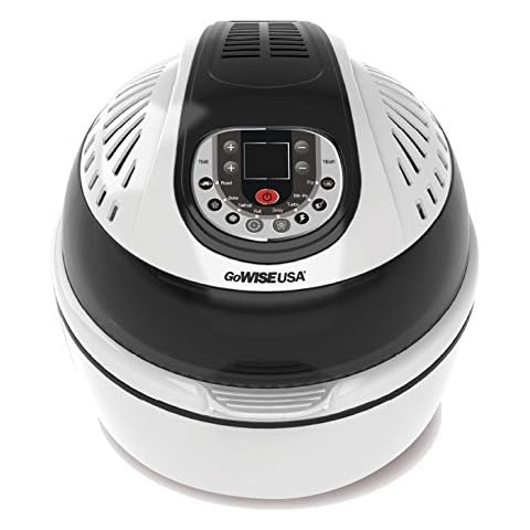 GoWISE USA Electric Programmable Turbo Air Fryer w/Wide Temperature Range, Timer Control, 8 Cooking Modes and Rotisserie Option - 10.5 Qt., 1300W (4 Accessories Included) (Black/White) Cover