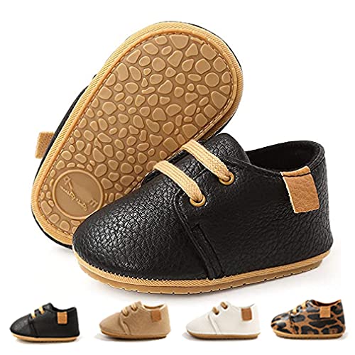 KKIIDDSS Unsex Infant Baby Boys Girls Canvas Shoes Toddler High Top Lace up Crib Soft Sole Sneakers Slip On Anti Skid Newborn First Walkers Skate Shoes (F01-Black, 6-12 Months)
