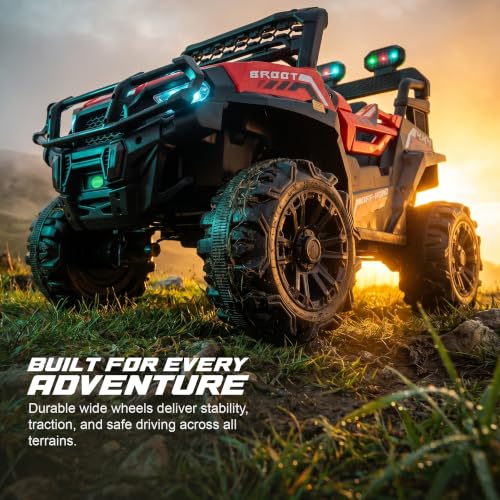 Image of Baybee Broot Electric Car for Kids with Parental Control | Baby Battery Operated Ride On Toy Car with 4x4 Motor, RGB Lights, Music & Swing Mode | Rechargeable Battery Car for Kids 2-6 Years (Red)