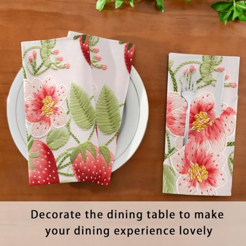 Servilletas de tela estampado Strawberry Flowers 6 uds 20x20 pulg miniatura 3