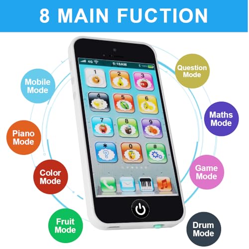 Aolso Telefon Spielzeug für Babys, Musik Handy Spielzeug, gefälschtes Telefon Spielzeug, Spielzeug Telefon für Jungen und Mädchen, Baby Spielzeug Geschenke, Kinder Lernen Mobiltelefon(Schwarz B)