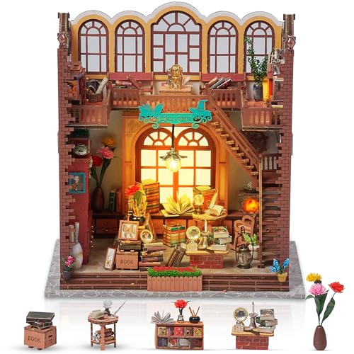 Prextex DIY Book Nook Kit - Enchanted Miniature Bookstore for Adults and Kids - Real Wood...