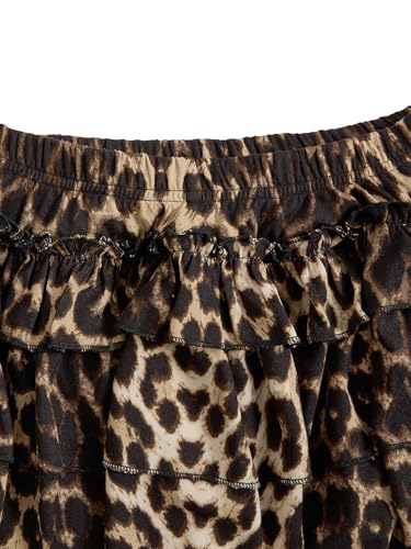 Women's Y2K Cheetah Print Ruffle Mini Skirt Leopard Tiered Layered A Line Cake Skirts3