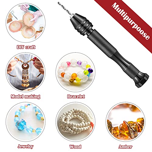 Image of Vinsot 95 Pieces Micro Hand Drill Bits, 1 Pin Vise and 94 Pieces Micro Twist and PCB Mini Drill Bits for DIY Wood Jewelry Resin Beads Polymer Clay Craft Model Making(Black)